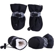 4 Pcs/Lot Waterproof Dog Shoes with Cashmere Warm Inner Anti-Slip Rain Snow Boots for Small Dog