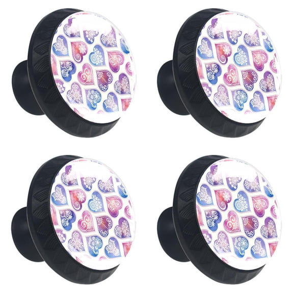 4 Pcs Love Pink Knobs for Kitchen Cabinet Cupboard Dresser Bookcase Drawer Pulls Handles Round Home Decor