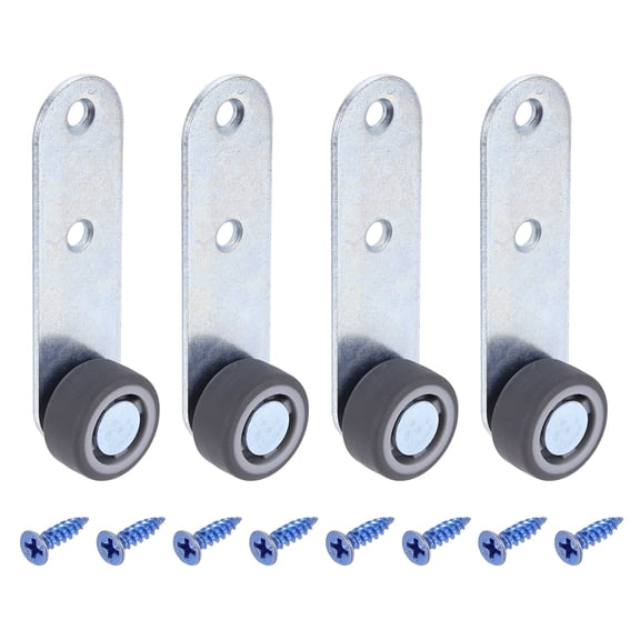 4 Pcs Low Profile Casters, 1" Small Side Caster Wheels Less Vibration Friction Noise for DIY Door Drawer Bookcase Shelves Furniture Bench(Gray+Silver)