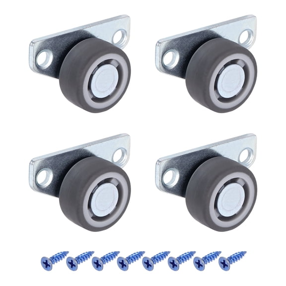 4 Pcs Low Profile Casters, 1" Small Side Caster Wheels Less Vibration Friction Noise for DIY Door Drawer Bookcase Shelves Furniture Bench(Gray)