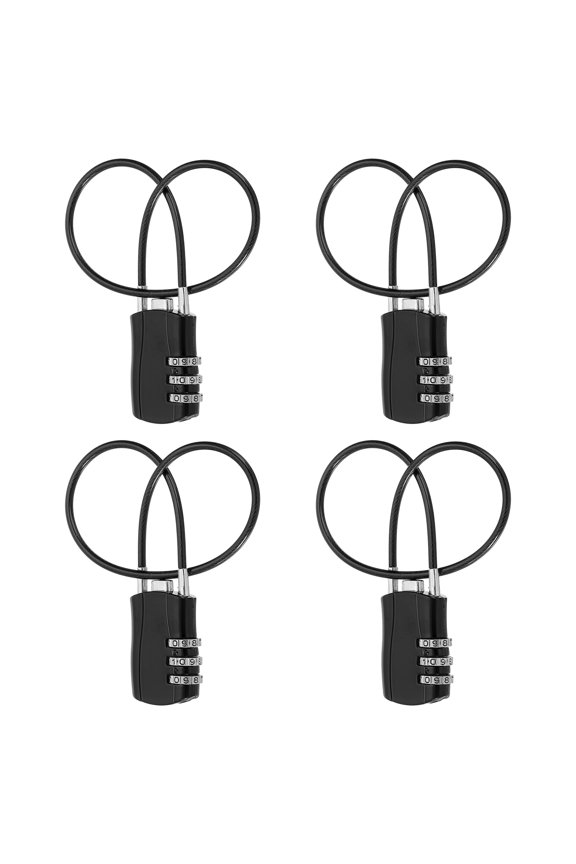 Luggage Travel Lock, Digit Cable Combination Lock Width Body with Cable for Suitcase Black 30cm