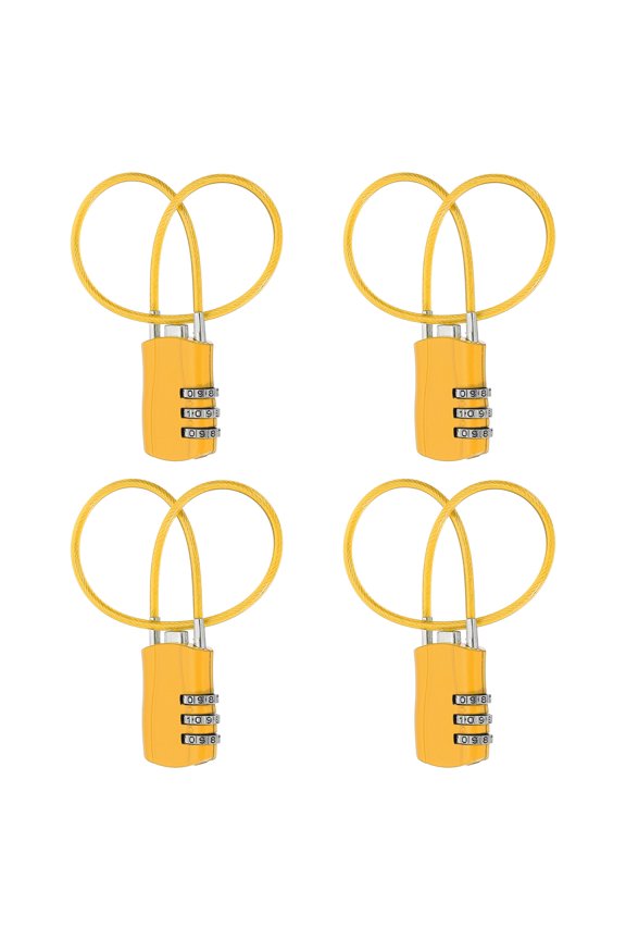 Luggage Travel Lock, Digit Cable Combination Lock Width Body with Cable for Suitcase Yellow 30cm