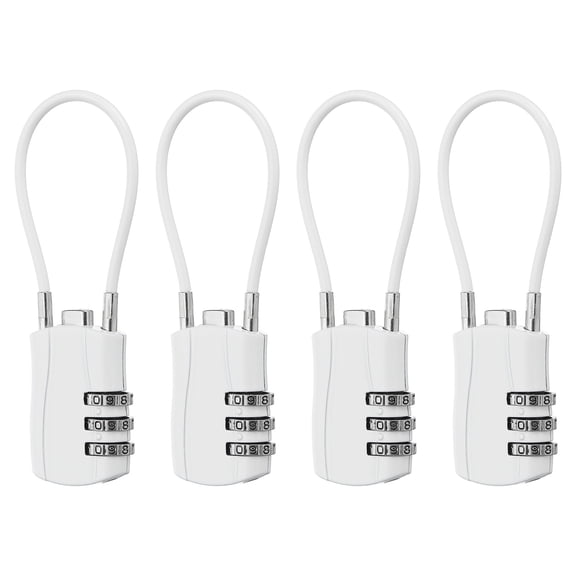 Uxcell Luggage Travel Lock, Digit Cable Combination Lock Width Body with Cable for Suitcase White 13.5cm