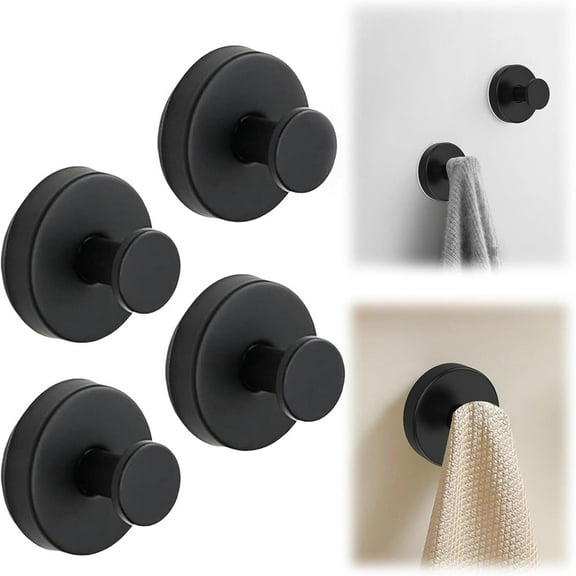 4 Pcs Luxe Hold No-Drill Hooks, 2024 New Waterproof Suction Cup Hooks, Stainless Steel Vacuum Suction Cup Hooks for Shower, Bathroom, Kitchen, Glass Door, Mirror, Hanging Towels