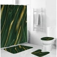 thumbnail image 1 of 4 Pcs Luxury Marble Shower Curtain Set with Non-Slip Rugs,Toilet Lid Cover and Bath Mat,Gold White Bathroom Decor Set with Shower Curtain and Rugs and Accessories, 1 of 5