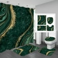 thumbnail image 1 of 4 Pcs Luxury Marble Shower Curtain Sets with Non-Slip Rugs, Toilet Lid Cover and Bath Mat, Gold Foil Red Bathroom Decor Set with Shower Curtain and Rugs and Accessories, 1 of 6