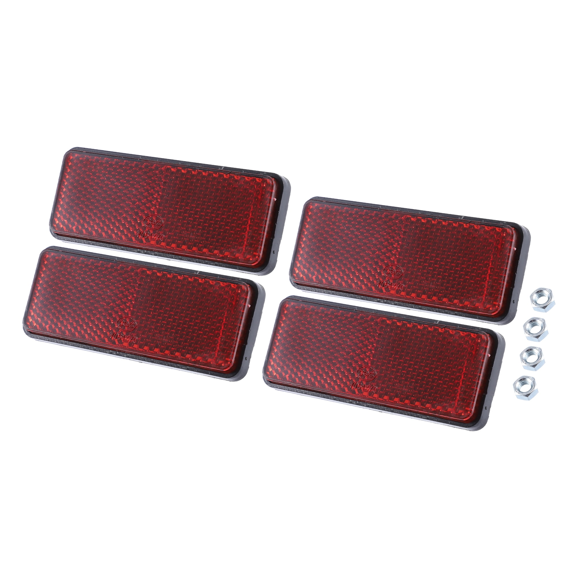 4 Pcs M6x1.0 Red Plastic Universal Rectangular Screw Mount Reflective ...