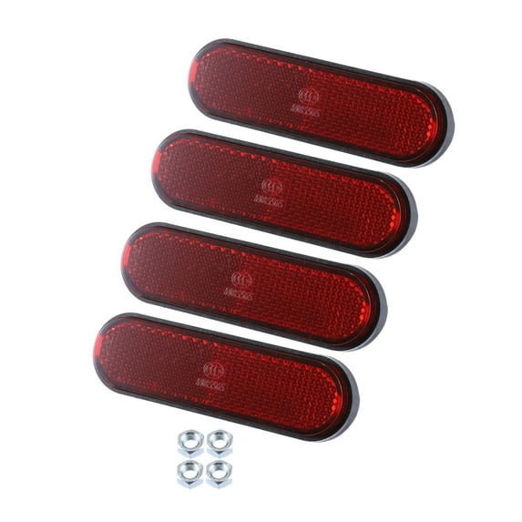4 Pcs M6x1.0 Red Universal Rectangular Screw Mount Reflective Warning Reflector with Nut for Motorcycle