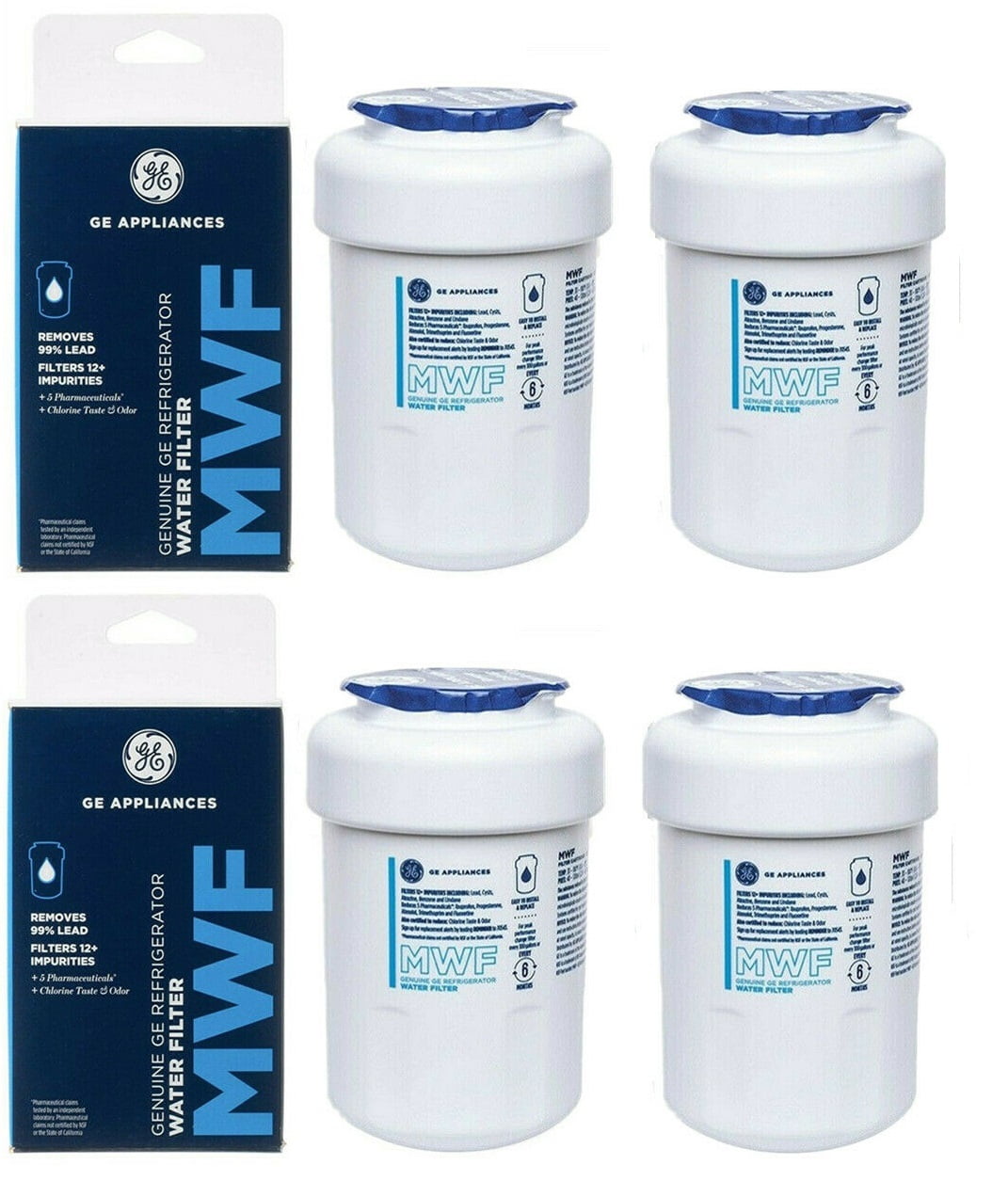 4 Pcs MWF Refrigerator Water Filter, Replacement for Smart Water MWFP