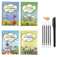 thumbnail image 1 of 4 Pcs Magic Grooved Writing Practice Books, 6.9X4.9 inch, Reusable Handwriting Copybook with 1 Pen, 5 Pen Refills and 1 Pencil Grisp, Rewritable Handwriting Workbook, Multipurpose Practice Journal, 1 of 5