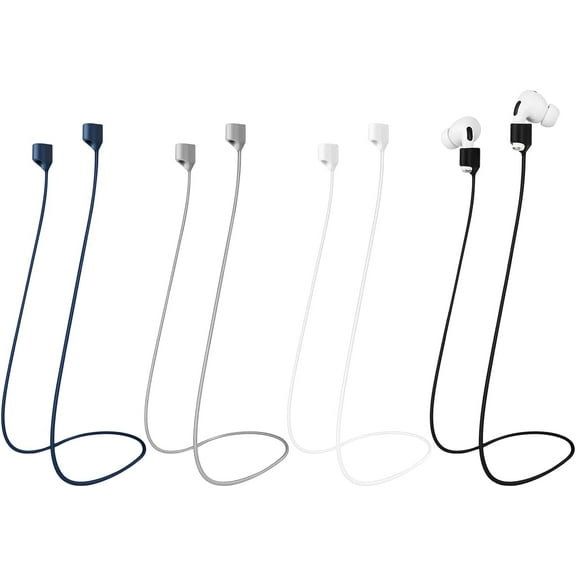 4 Pcs Magnetic Airpods Strap Wireless Earphone Anti-Lost Lanyard Straps Sport Silicone Anti Lost Strap for Airpods Pro/3/2/1 (Black, White, Gray, Blue)