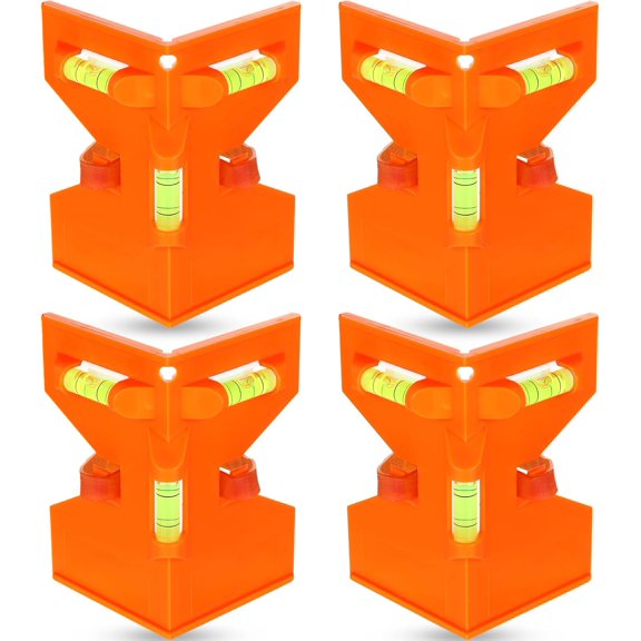 4 Pcs Magnetic Post Level for Pipe, Post and Pipe Level, Adjustable Folding Tool with 3 Vials and Elastic Loop for Hands-free Work, Easy Plumb and Reads
