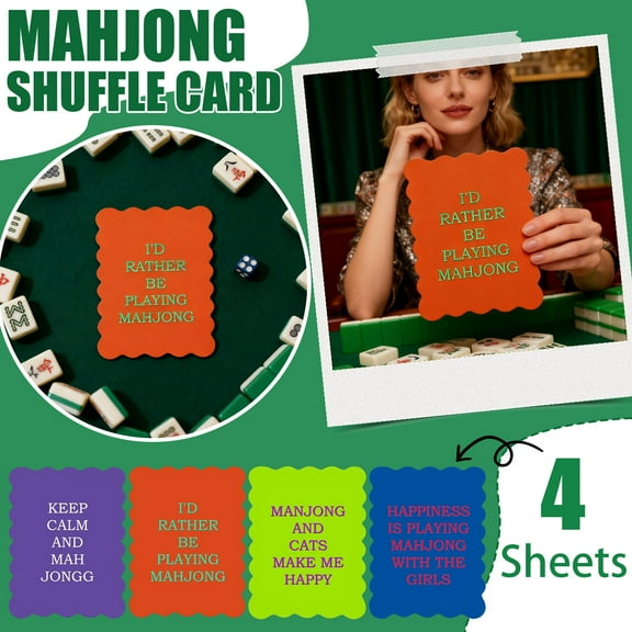 4 Pcs Mahjong Tile Mixer Shufflers, Plastic Mahjong Gifts with Wavy Edge & Printed Design, for Lovers & Gamers