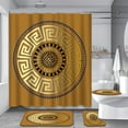 thumbnail image 1 of 4 Pcs Mandala Bathroom Shower Curtain Sets with Rugs, Geometric Bathroom Sets with Shower Curtain and Rugs, Gold Black Antique Greek Key Bathroom Decor Sets with Mats and Towels, 1 of 7