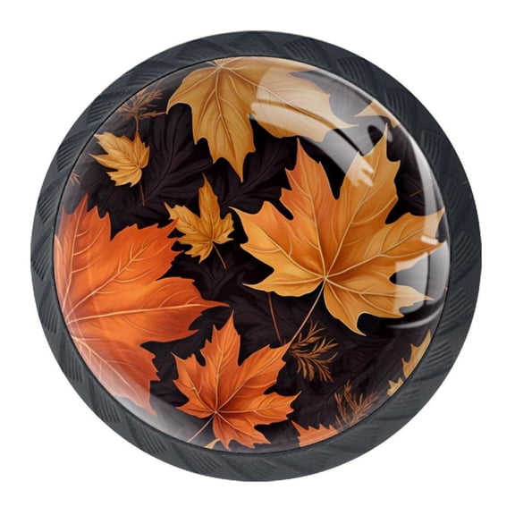 4 Pcs Maple Leaf Knobs for Kitchen Cabinet Cupboard Dresser Bookcase Drawer Pulls Handles Round Home Decor