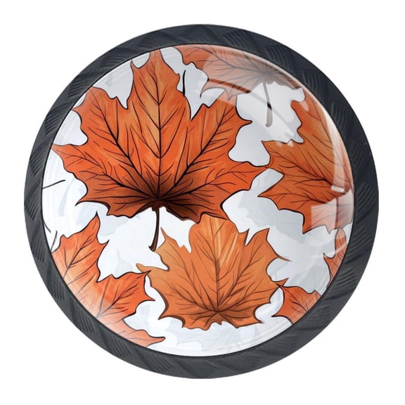 4 Pcs Maple Leaf Knobs for Kitchen Cabinet Cupboard Dresser Bookcase Drawer Pulls Handles Round Home Decor