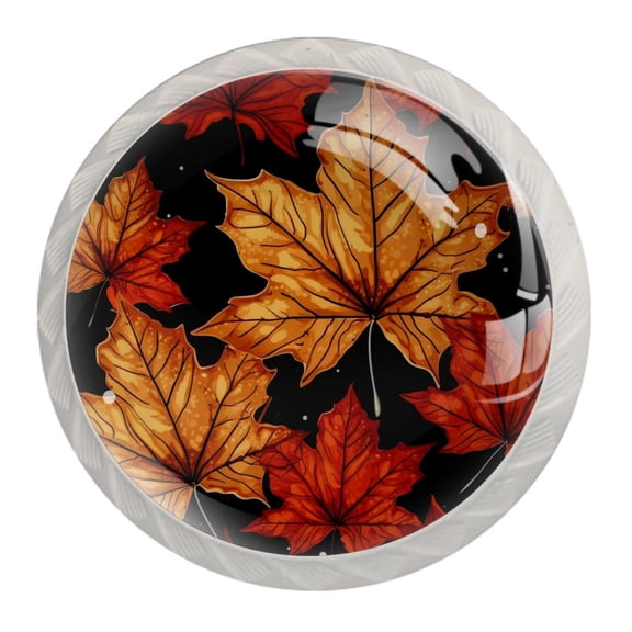 4 Pcs Maple Leaf Knobs for Kitchen Cabinet Cupboard Dresser Bookcase Drawer Pulls Handles Round Home Decor