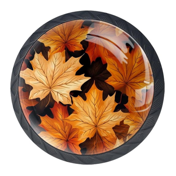 4 Pcs Maple Leaf Knobs for Kitchen Cabinet Cupboard Dresser Bookcase Drawer Pulls Handles Round Home Decor
