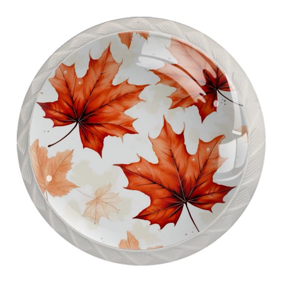 4 Pcs Maple Leaf Knobs for Kitchen Cabinet Cupboard Dresser Bookcase Drawer Pulls Handles Round Home Decor