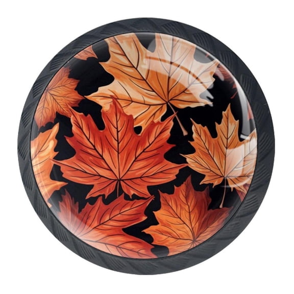 4 Pcs Maple Leaf Knobs for Kitchen Cabinet Cupboard Dresser Bookcase Drawer Pulls Handles Round Home Decor