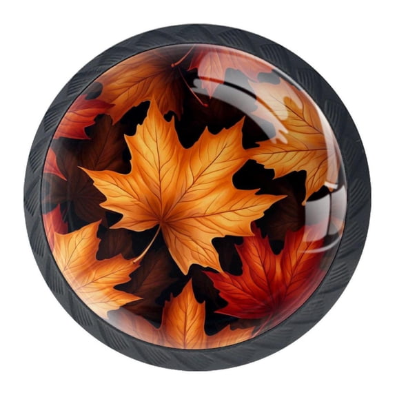 4 Pcs Maple Leaf Knobs for Kitchen Cabinet Cupboard Dresser Bookcase Drawer Pulls Handles Round Home Decor
