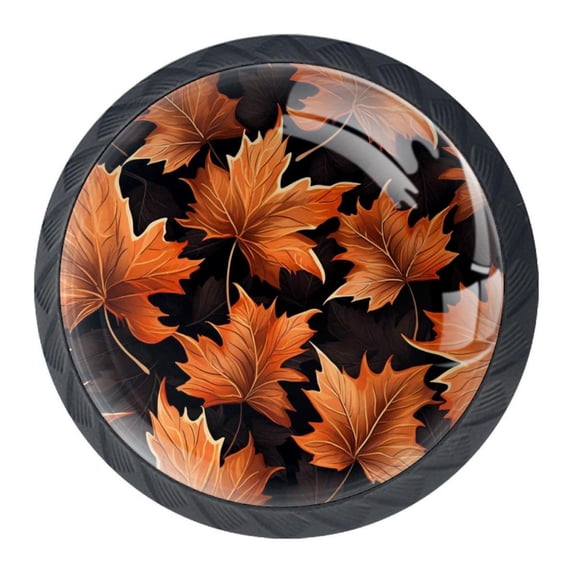 4 Pcs Maple Leaf Knobs for Kitchen Cabinet Cupboard Dresser Bookcase Drawer Pulls Handles Round Home Decor
