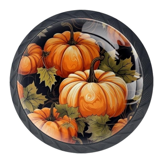 4 Pcs Maple Leaf Pumpkin Knobs for Kitchen Cabinet Cupboard Dresser Bookcase Drawer Pulls Handles Round Home Decor