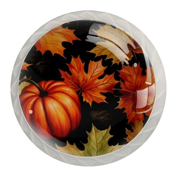 4 Pcs Maple Leaf Pumpkin Knobs for Kitchen Cabinet Cupboard Dresser Bookcase Drawer Pulls Handles Round Home Decor