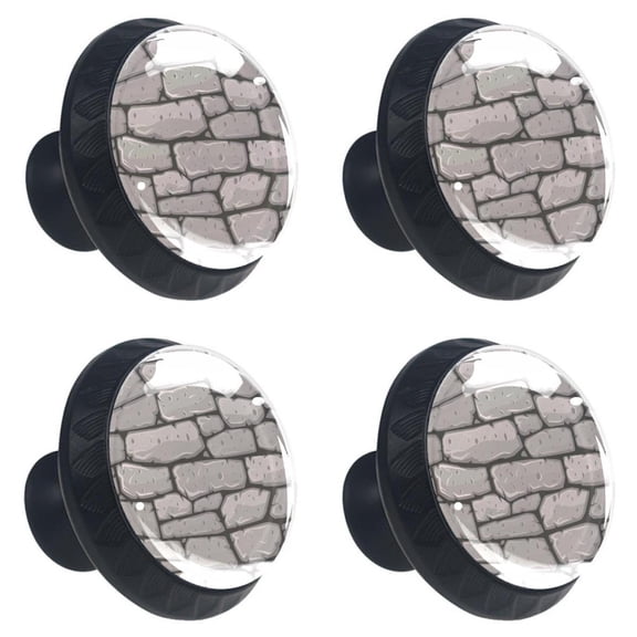 4 Pcs Marble Black Gray Stone Knobs for Kitchen Cabinet Cupboard Dresser Bookcase Drawer Pulls Handles Round Home Decor