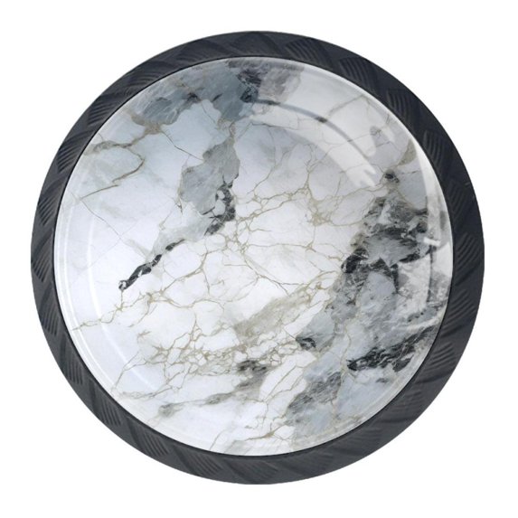 4 Pcs Marble Texture Knobs for Kitchen Cabinet Cupboard Dresser Bookcase Drawer Pulls Handles Round Home Decor