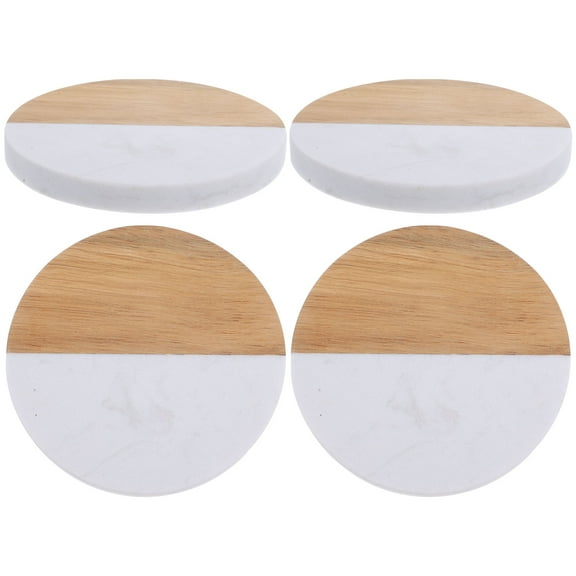 MEIBUTYUP 4pcs Insulated Tea Coasters Round Marble Cup Mats Assorted Color Heat Insulation for Coffee Shop Hotel