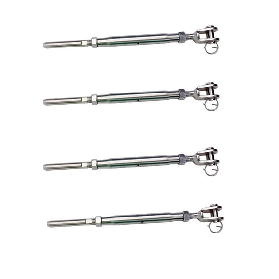 4 Pcs Marine 1/4" Cable Jaw And Swage Stud Turnbuckle 1/2" Thread Stainless Steel T316