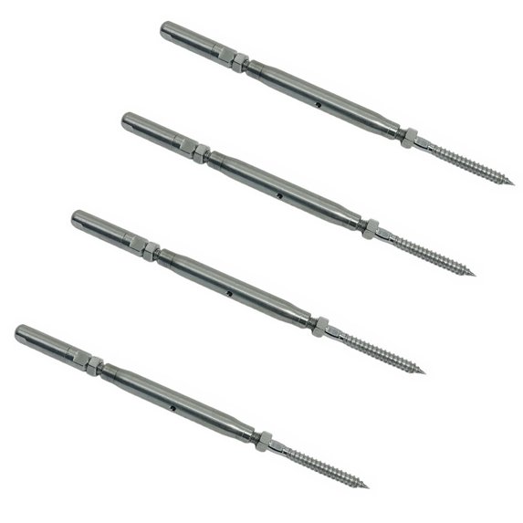 4 Pcs Marine 1/8" Push And Go Lag Turnbuckle 1/4"-20 Thread T316 Stainless Steel