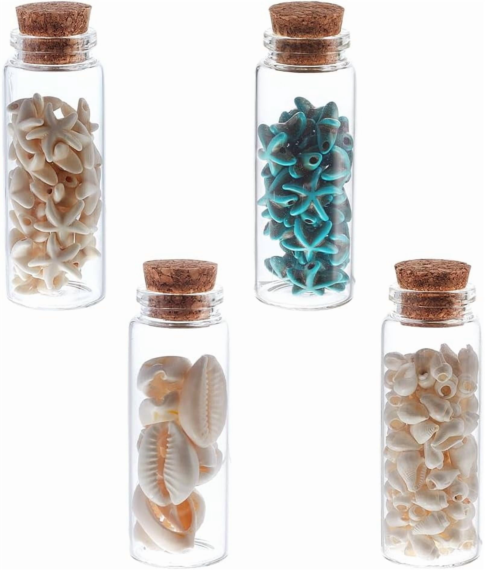 4 Pcs Marine Elements Transparent Glass Wishing Decoration Bottle 3.1x1 ...