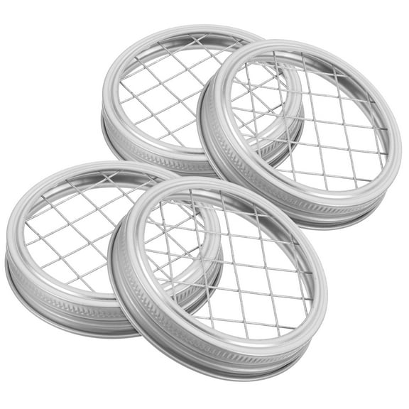 4 Pcs Jar Flower Insert Lid Canning Lids and Rings Wide Mouth Silver