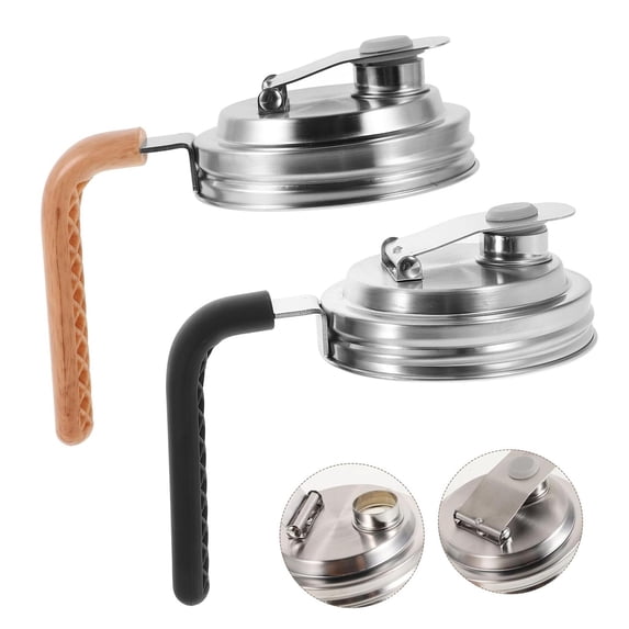 4 Pcs for Mason Jar Stainless Steel Pour Spout Lid, Reusable Mason Jar Lids for Ball Wide Mouth Mason Jars no Rust Leaking Proof for Home Brewing Fruit Fermenting Drinks (with handle, 4)