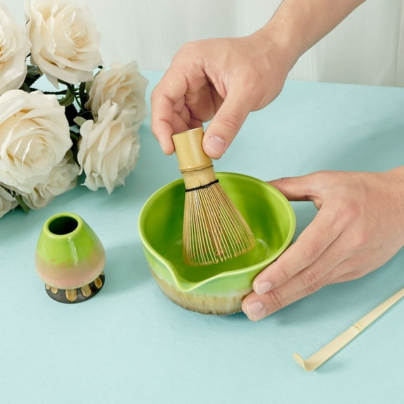 4 Pcs Matcha Whisk Set Elegant Matcha Making Kit Includes Matcha Bowl with Mouth Matcha Whisk Holder Bamboo Matcha Whisk Tea Scoop Practical Matcha Set for Matcha Making Tea Lovers