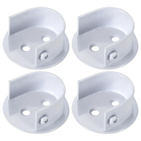 4 Pcs Matte White Metal Closet Rod Flange Set, Heavy Duty Stainless Steel Closet Pole Socket with Screws, Thickened Wardrobe Rod Bracket, for Closet, DIY Projects