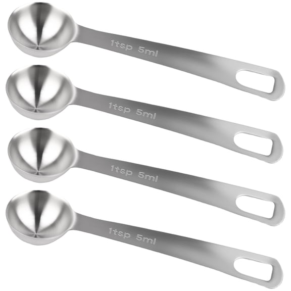 4 Pcs Measuring Spoons 1Tsp 5ml 1/3 Tbsp Stainless Steel Teaspoon Tablespoon Set Small Metal Table Spoons for Cooking Baking Tea Soup Dry and Liquid Ingredients Kitchen
