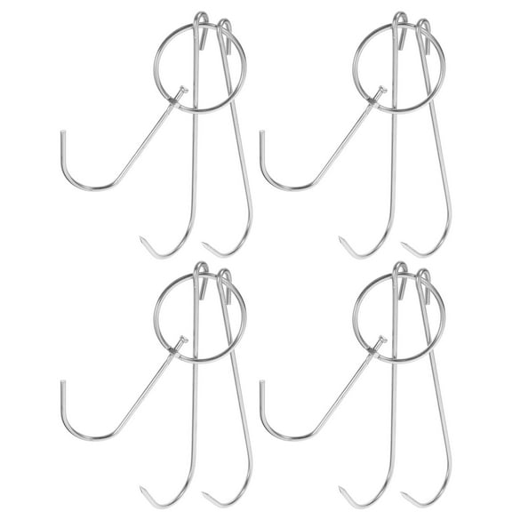 4 Pcs Meat Hooks Grill Suckling Pig Roast Duck Goose Silver
