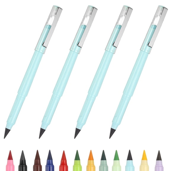 4 Pcs Mechanical Sharpened Forever Pencils Set, Marker Light Blue