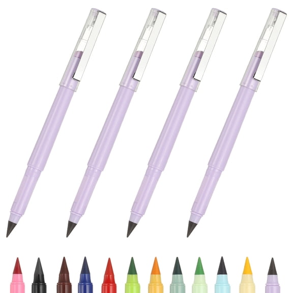 4 Pcs Mechanical Sharpened Forever Pencils Set, Marker Light Purple