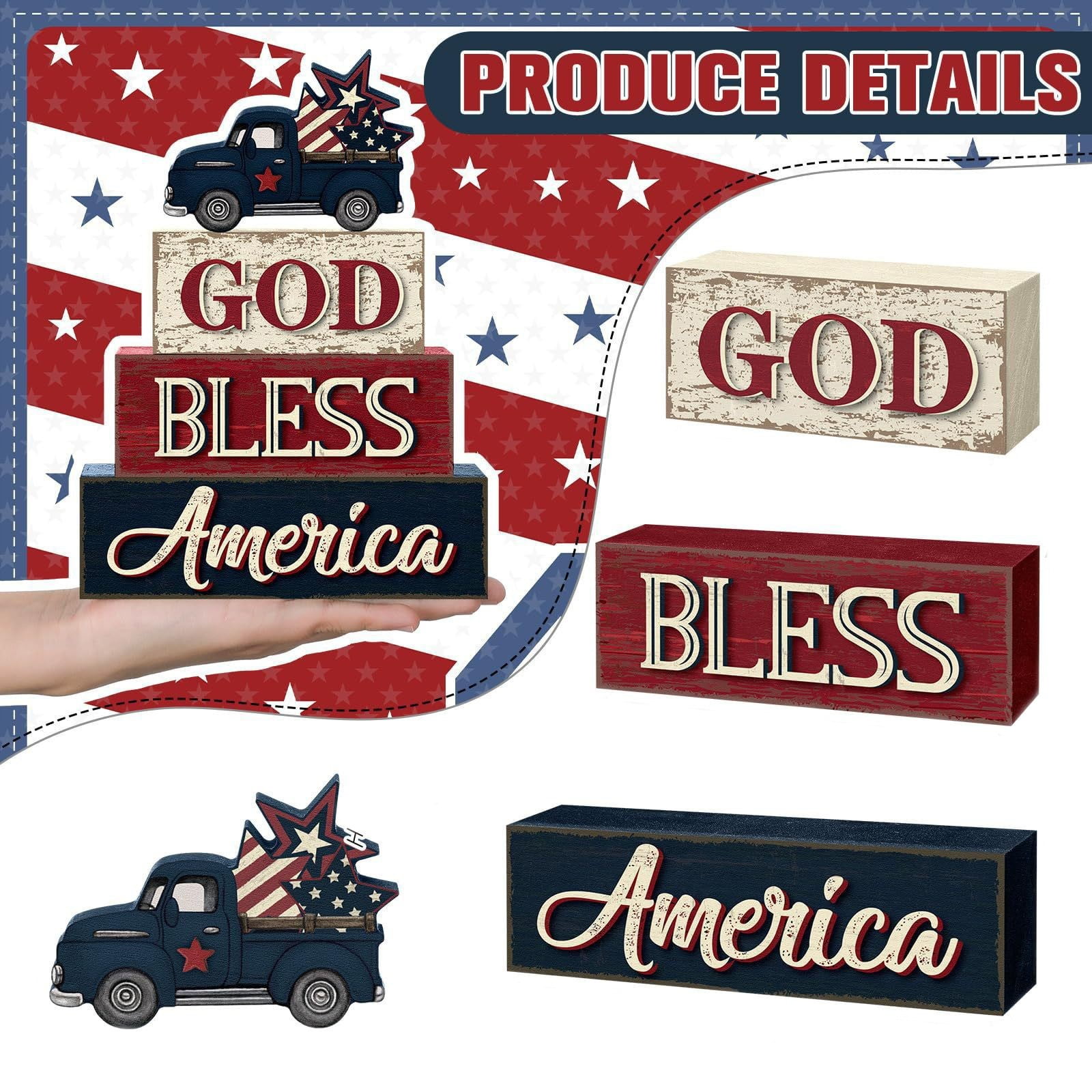 Fall Table Block Set - 4 Wooden 'FALL' Signs For Tiered Tray, Mantel & Autumn Home Decor