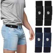 4 Pcs Men Side Belts No Buckle Elastic Belt Without Buckle Elastic Stretch Adjustable Belt LoopBlack + Dark Blue