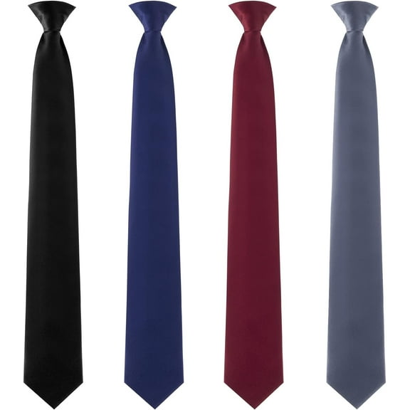 4 Pcs Men's Clip-on Ties Solid Color Men's Tie Pre Tied Clip on Ties for Men Men's Clip on Necktie Men's Button Ties