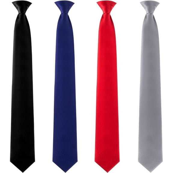 4 Pcs Men's Clip-on Ties Solid Color Men's Tie Pre Tied Clip on Ties for Men Men's Clip on Necktie Men's Button Ties