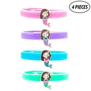 FROGSAC 4 Pcs Mermaid Charm Glitter Silicone Snap Bracelets for Girls - Cute Gifts for Tween Girl - Valentine's Day Gifts - Easter Basket Fillers for Kids