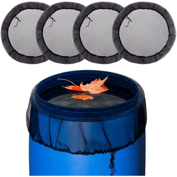 4 Pcs Mesh Cover for Rain Barrels - Rain Barrel Net Cover with Drawstring Rain Barrel Netting Screen for Preventing Fallen Leaves Debris and Small Objects in The Garden or Under The Eaves - 39in