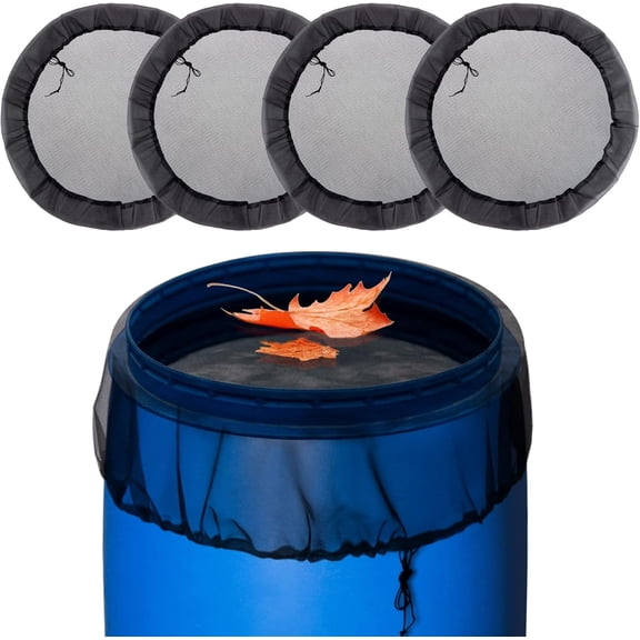 4 Pcs Mesh Cover for Rain Barrels - Rain Barrel Net Cover with Drawstring Rain Barrel Netting Screen for Preventing Fallen Leaves Debris and Small Objects in The Garden or Under The Eaves - 39in
