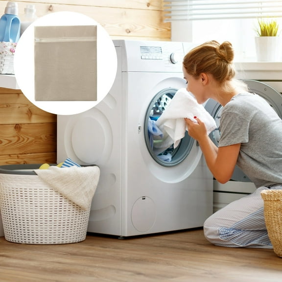 4 Pcs Mesh Laundry Bags,Cotton Delicate Clothing Protector,Long-lasting Zippered Laundry Mesh for Bras,Underwear,Garment Washing (Beige)